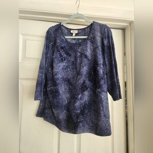 Womens Dressy Top 1X Dress Barn Navy